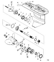 Корпус коробки передач, карданный вал 2.31:1 0T622484/ 0P222544 и ниже 2-Х ТАКТНОГО ПЛМ MERCURY 55 Серийный номер от 0P017000 до 0P325499