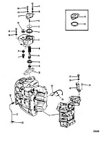 Блок цилиндров и термостат 2-х тактного ПЛМ MERCURY 40 M Серийный номер от 8064750 и выше