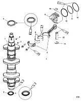 Коленвал, поршни и шатуны 4-Х ТАКТНОГО ПЛМ MERCURY 60 Серийный номер от 1C050252 и выше