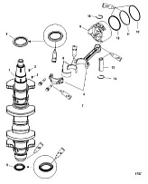 Коленвал, поршни и шатуны 4-Х ТАКТНОГО ПЛМ MERCURY 50 Серийный номер от 0P153500 до 0P400999